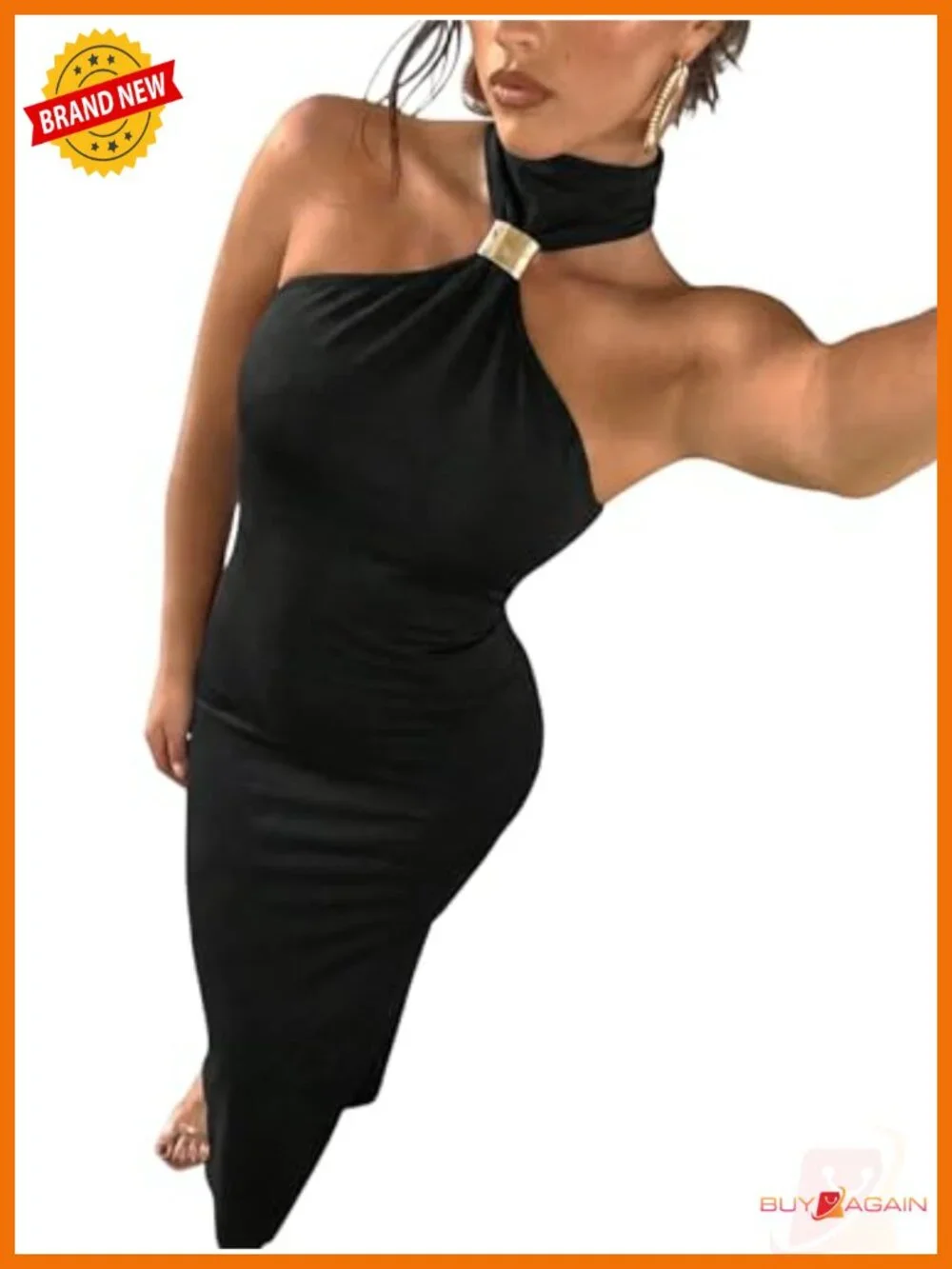 Leopard Print Halter Maxi Night Out Dress A-Line Sleeveless